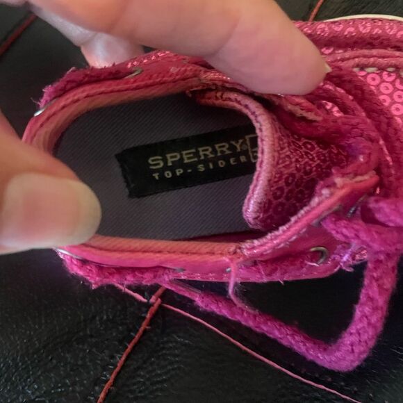 SPERRY TOP-SIDER Infant Girl Baby Pink Sequin Look Bling Shoes Sz 1 - Picture 8 of 8